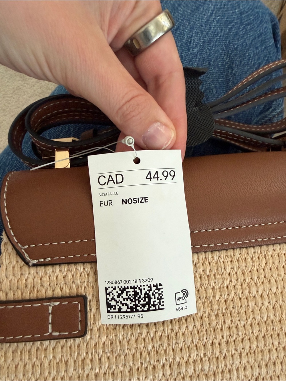 H&M Brown and Natural Straw Crossbody Bag with Gold Accents - Picture 8 of 8
